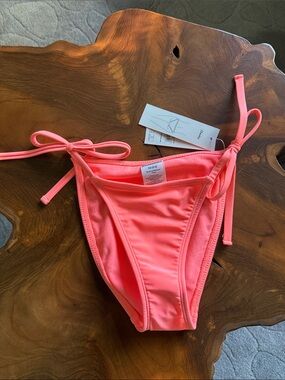 No Boundaries Neon Coral Tie-Side Bikini Bottom